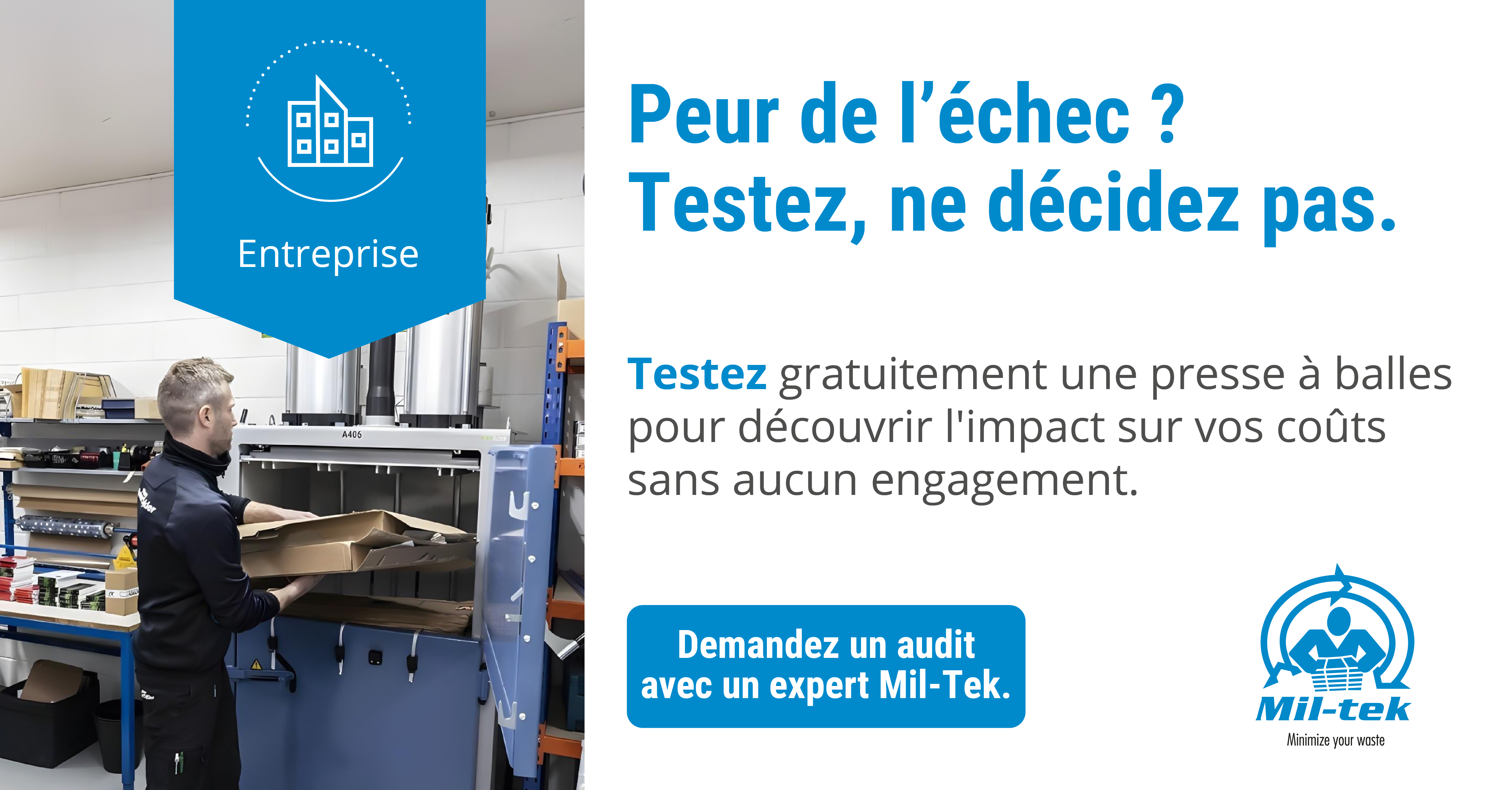 Testez gratuitement une presse à balles Mil-tek.