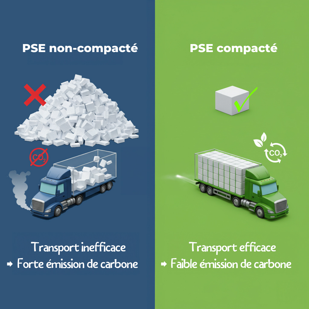Avantages du compactage de PSE : réduction du volume, faibles émissions carbone