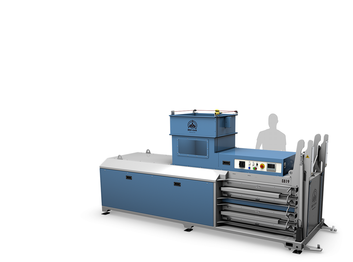 Presse à balles horizontale E819 bleue et grise