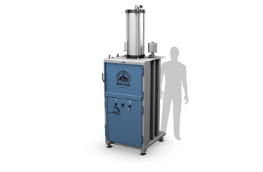 Presse à balles bleue de taille moyenne et ombre grise