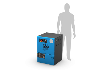 Petit broyeur de verre mis à l’échelle par rapport à une ombre grise