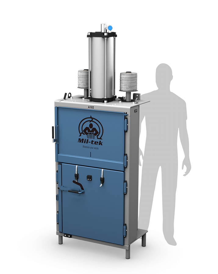 A102-2026 - Compacteur pour papier et plastique bleu - Miltek