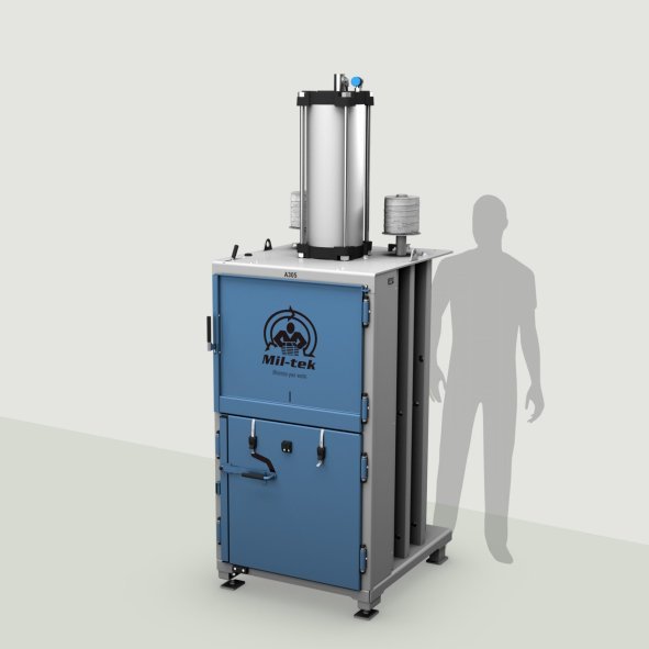 A305-2026 - presse à papier - presse à plastique - bleu - machine - fond gris