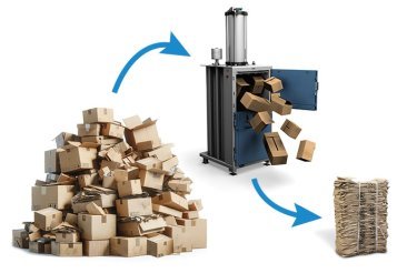 Compactage de cartons avec une presse à balles